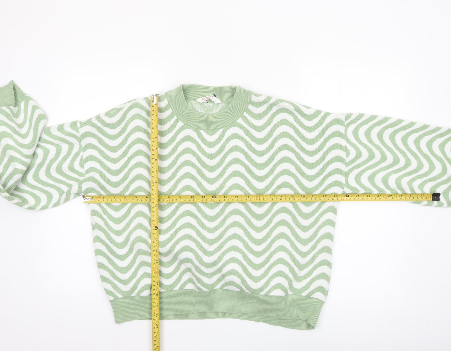 John Lewis Women Green Wave Knit Cotton Jumper Size M