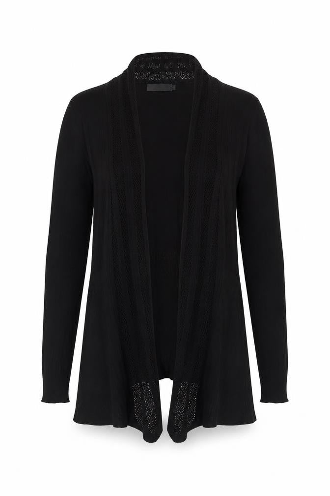 iClosam Women's Black Medium Open-Knit Long Sleeve Cardigan