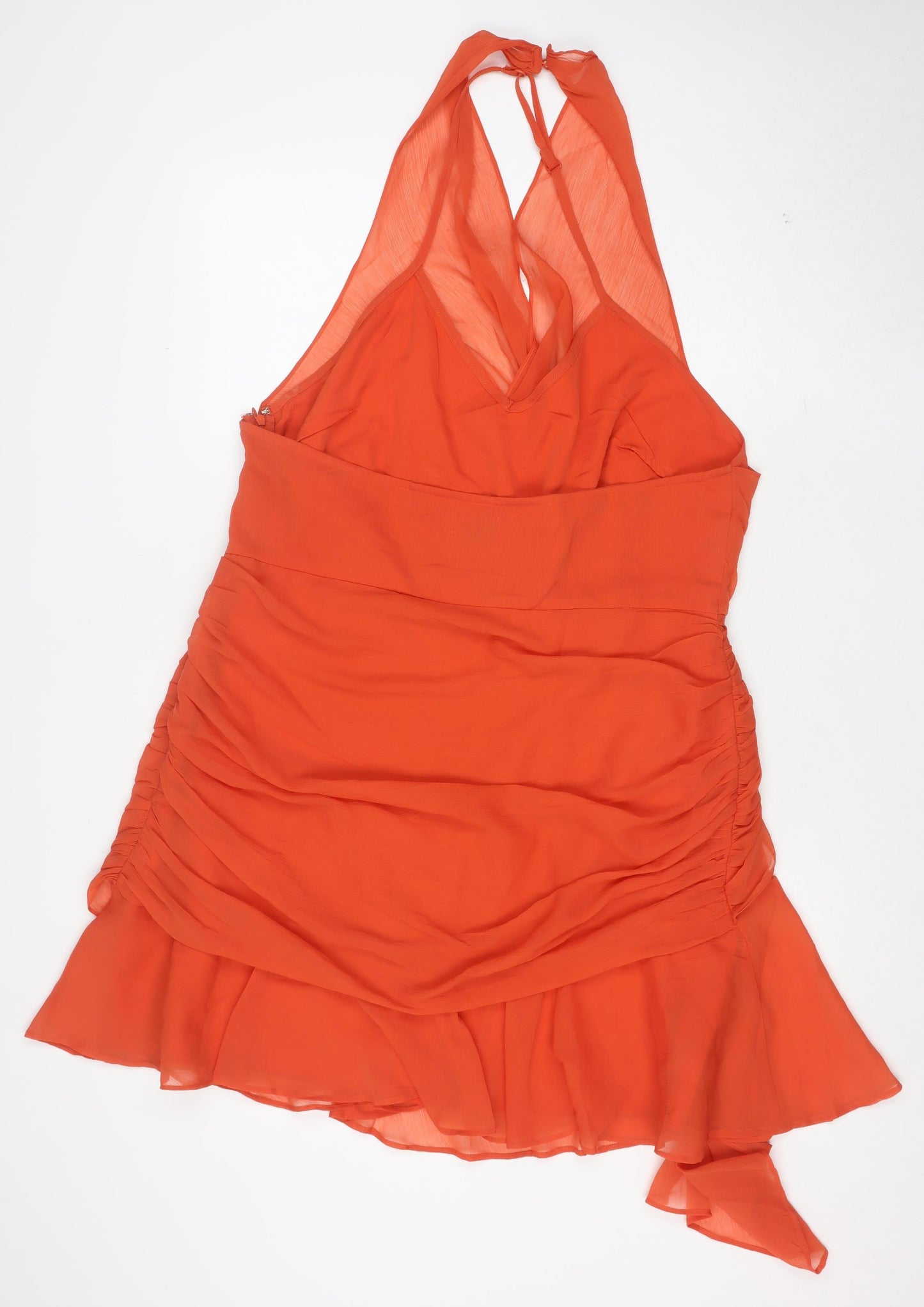 ASOS DESIGN Women’s Orange Asymmetric Chiffon Sleeveless Dress UK 18