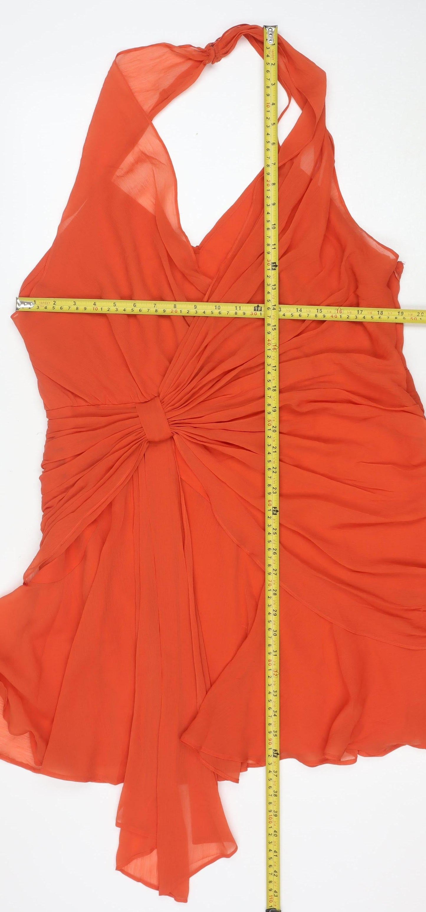ASOS DESIGN Women’s Orange Asymmetric Chiffon Sleeveless Dress UK 18