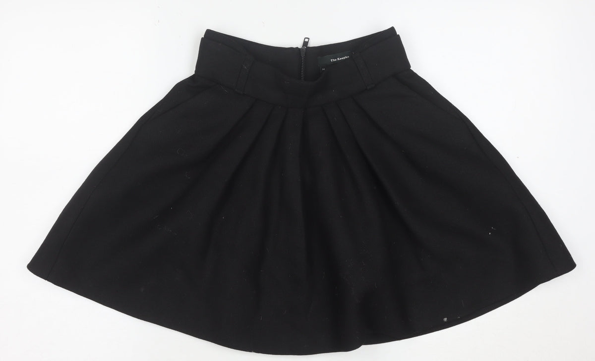 The Kooples Women's Black Skater Skirt Size 6 High Waist Zip