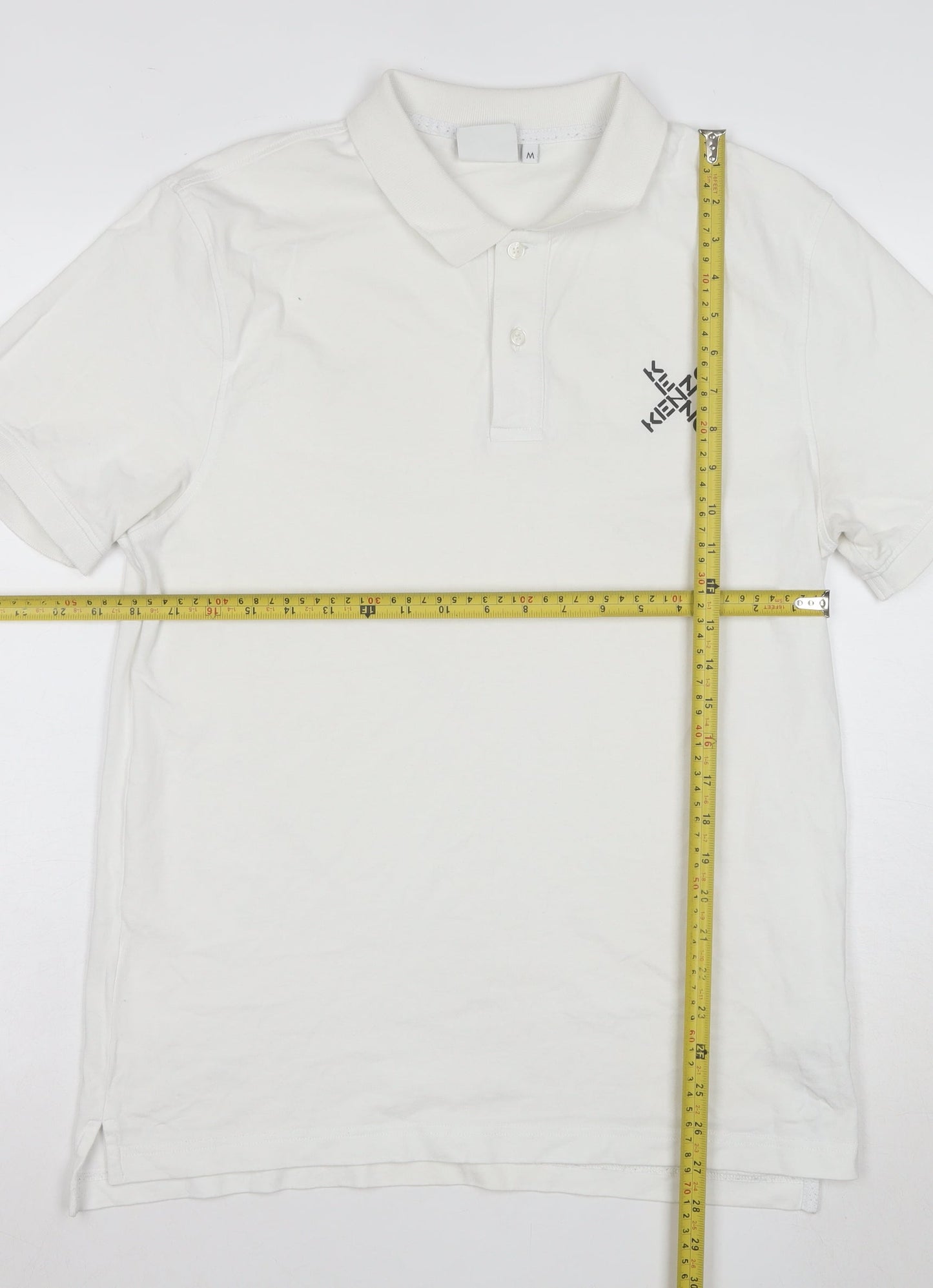 Kenzo Men's White Cotton Logo Polo Shirt Size M
