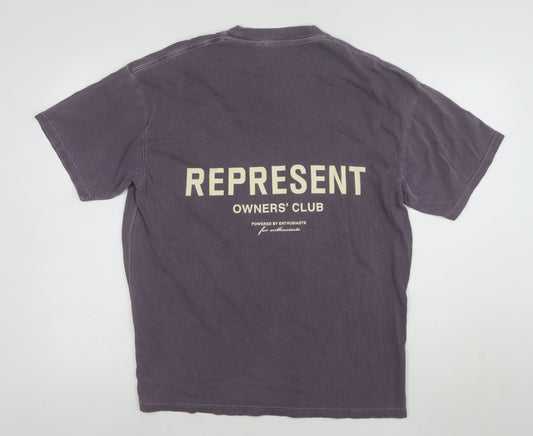 Represent Men's Purple Graphic Cotton T-Shirt Size S