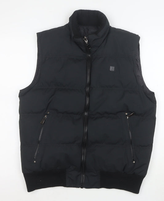 Finest Urban OBJ Men's Black Puffer Waistcoat Gilet M Polyester Zip