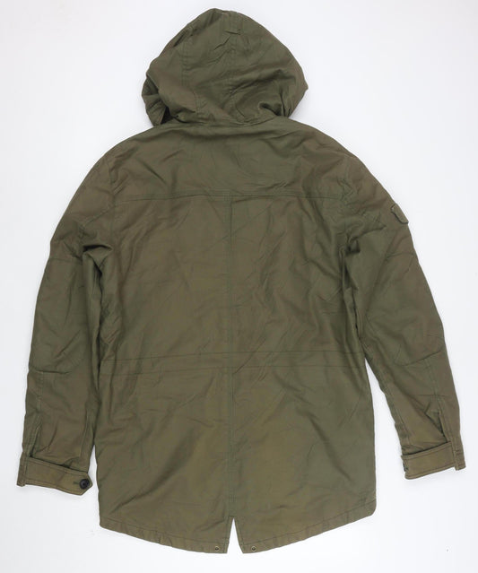 Jack & Jones Unisex Green L Parka Jacket Hooded Cotton Lined