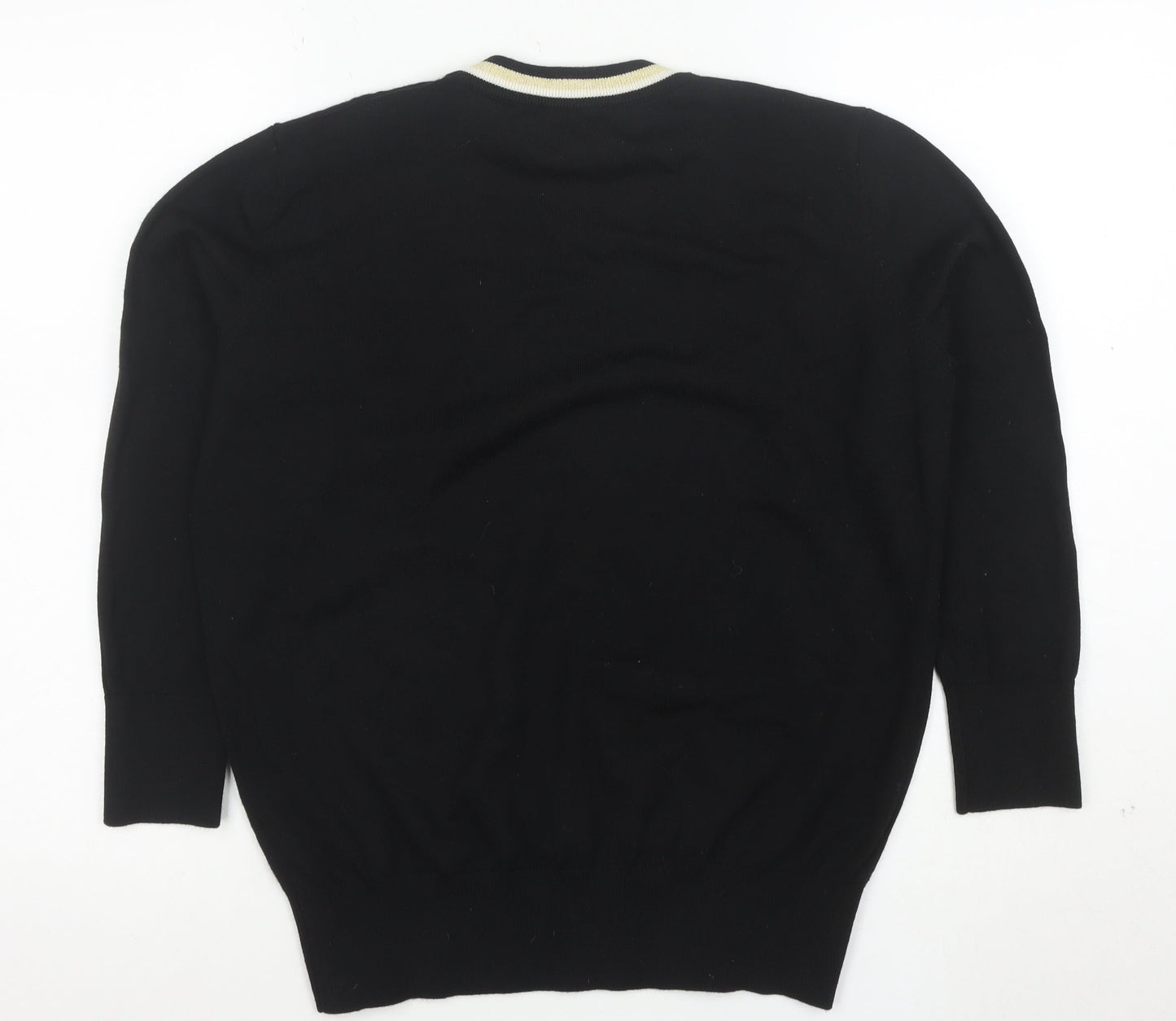 Guerlain Women Black Wool Blend Bee Logo Crew Neck Jumper Size M