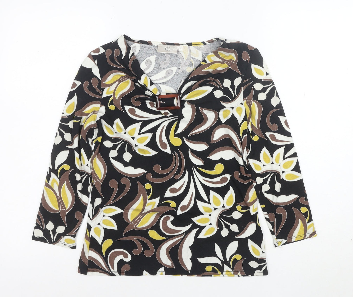 CC Women’s Multicoloured Floral 3/4 Sleeve V-Neck Tunic Blouse Size S