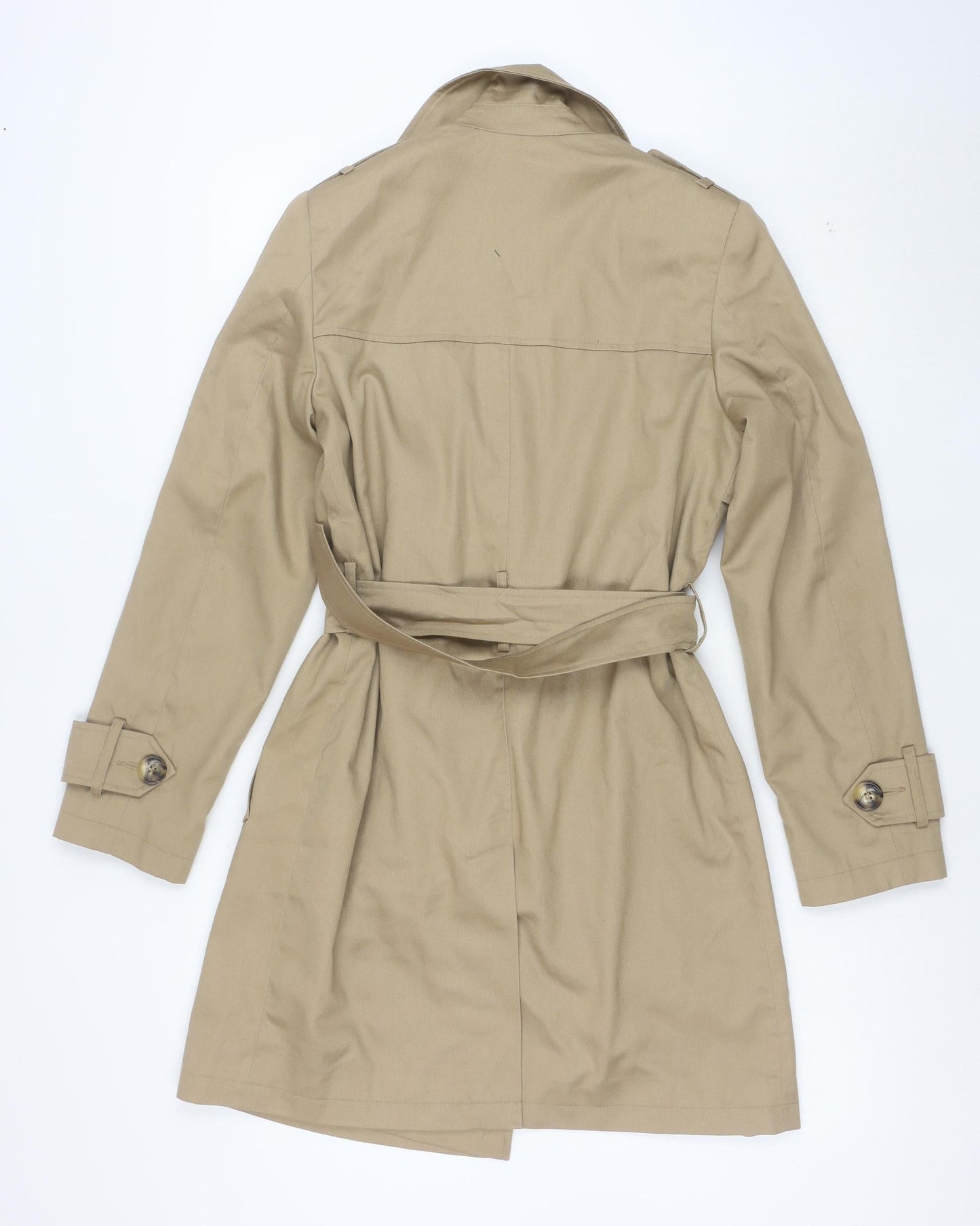 ASOS Women Beige Trench Coat UK 8 Belted Double Breasted Mid-Length