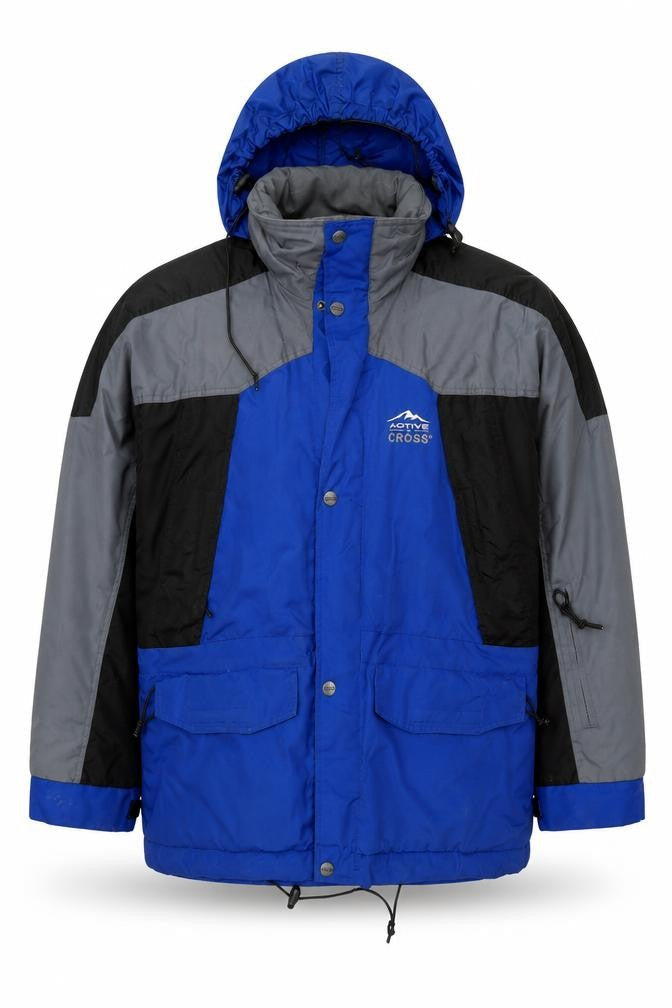 Active Cross Men's Blue L Waterproof Hooded Parka Jacket