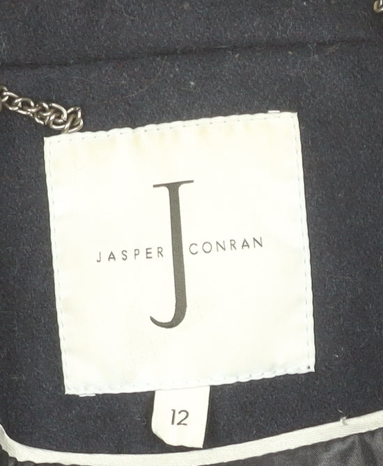 Jasper Conran Women's Blue Wool Belted Trench Coat Size 12