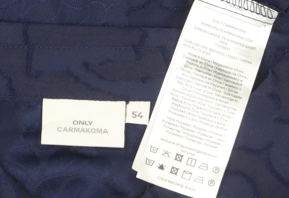 ONLY CARMAKOMA Women's Blue Sheer Floral Button-Up Blouse Size S