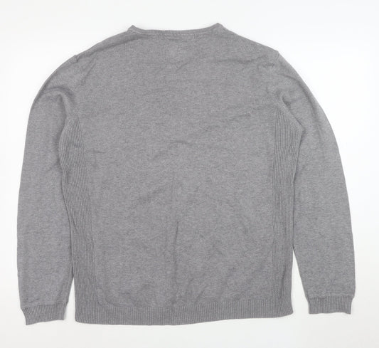 Holmes & Co Men's Grey XL V-Neck Cotton Pullover Jumper
