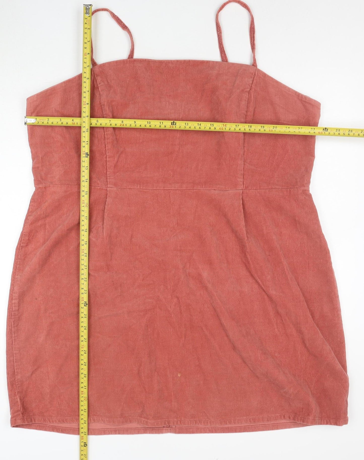 ASOS Women’s Pink Corduroy Pinafore Dress Size 22 Zip Adjustable Straps