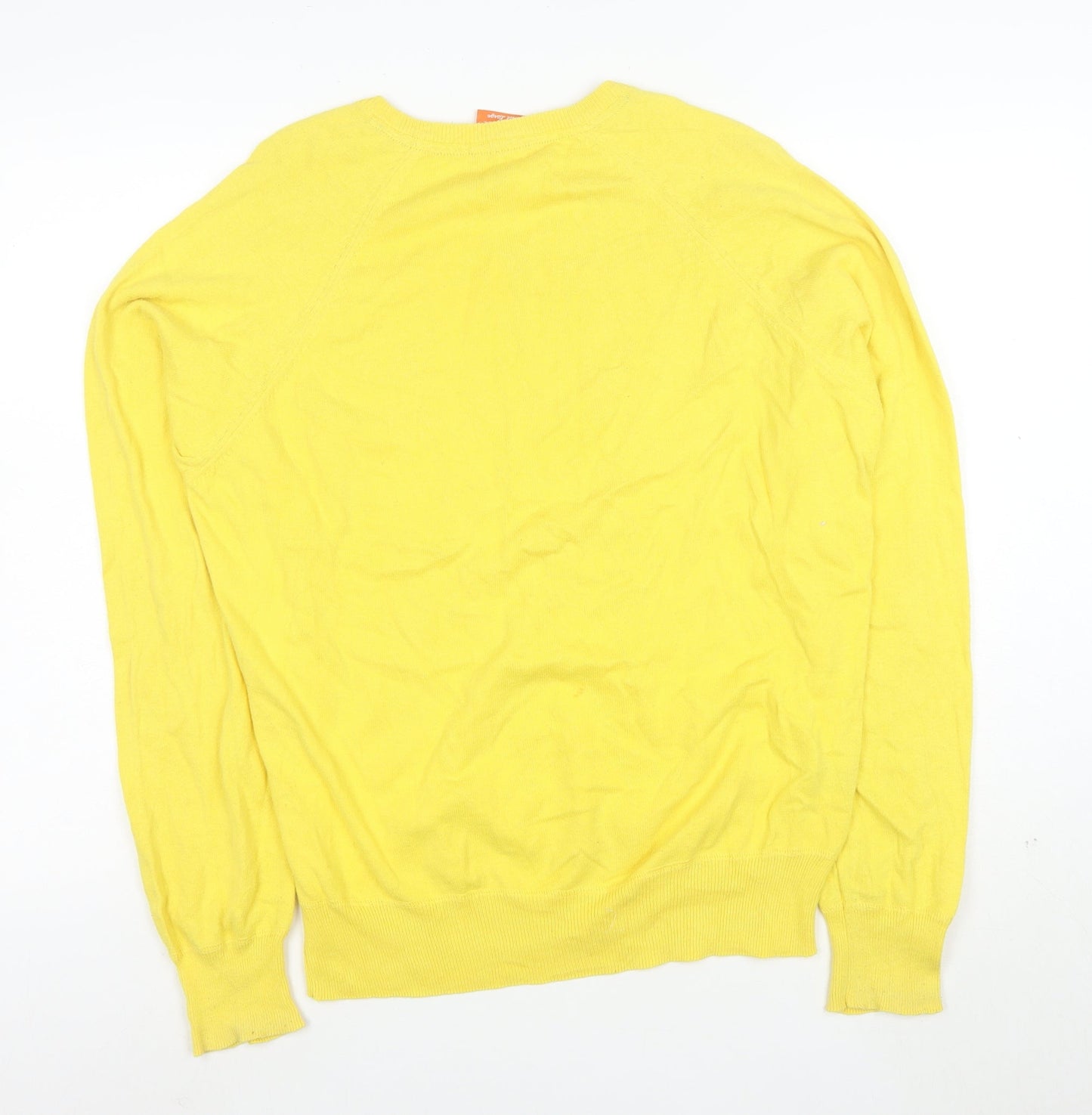 Superdry Womens Yellow V-Neck Cotton Pullover Jumper M