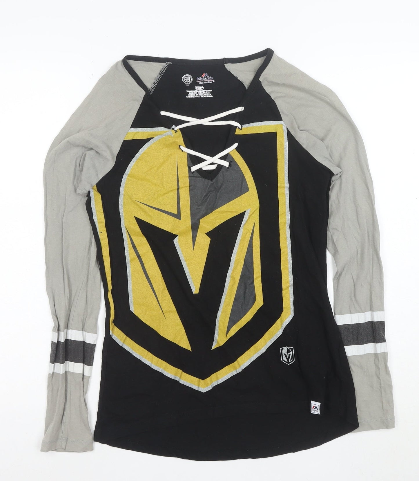 Majestic Unisex Adults Black NHL Long Sleeve V-Neck Sports T-Shirt Size S
