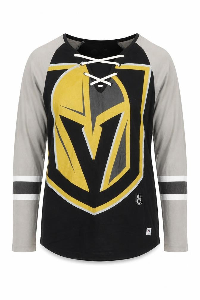 Majestic Mens Black NHL Long Sleeve V-Neck Sports T-Shirt Size S