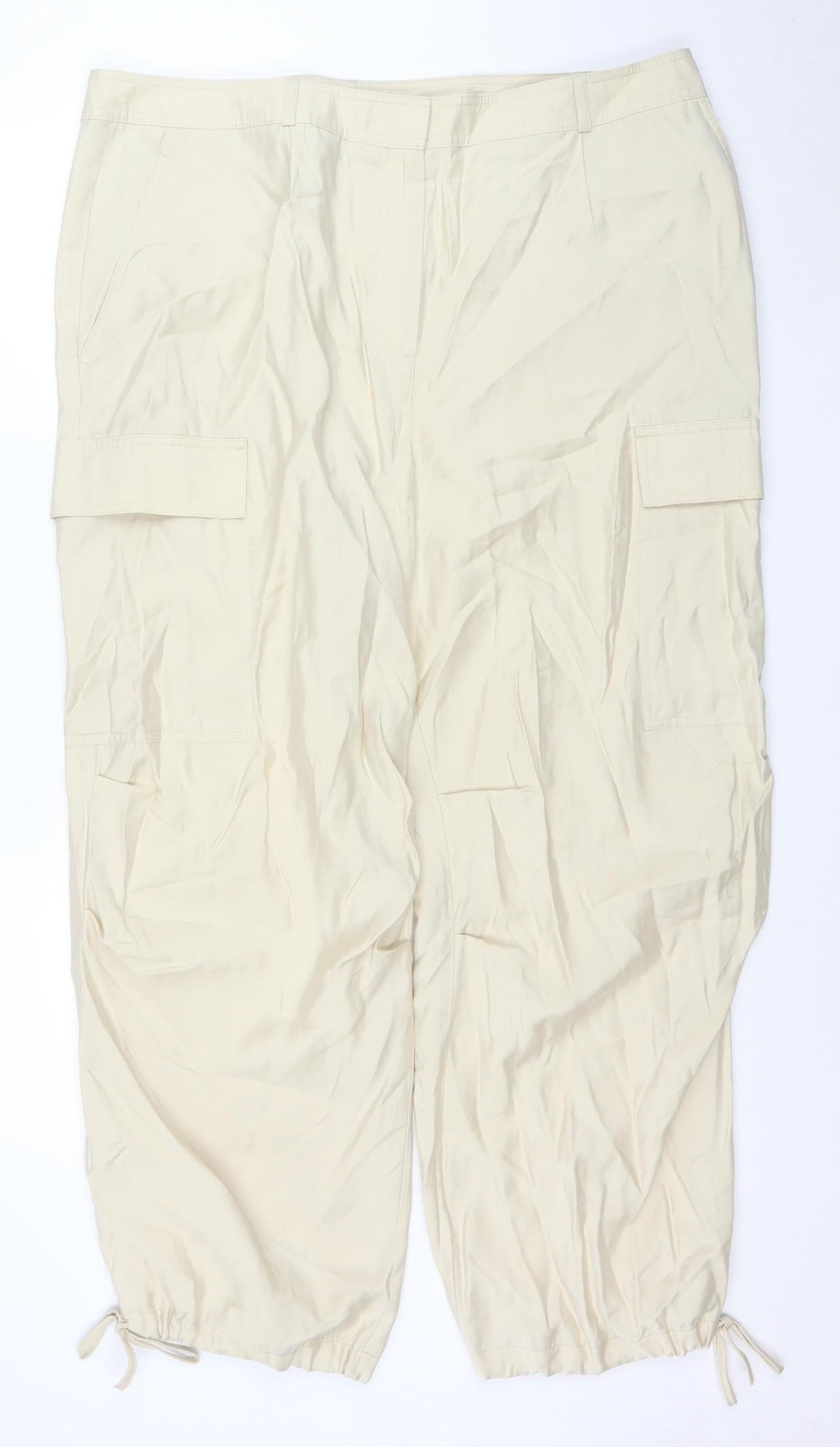 Marks and Spencer Women’s Beige Cargo Trousers Size 12 Cotton Modal