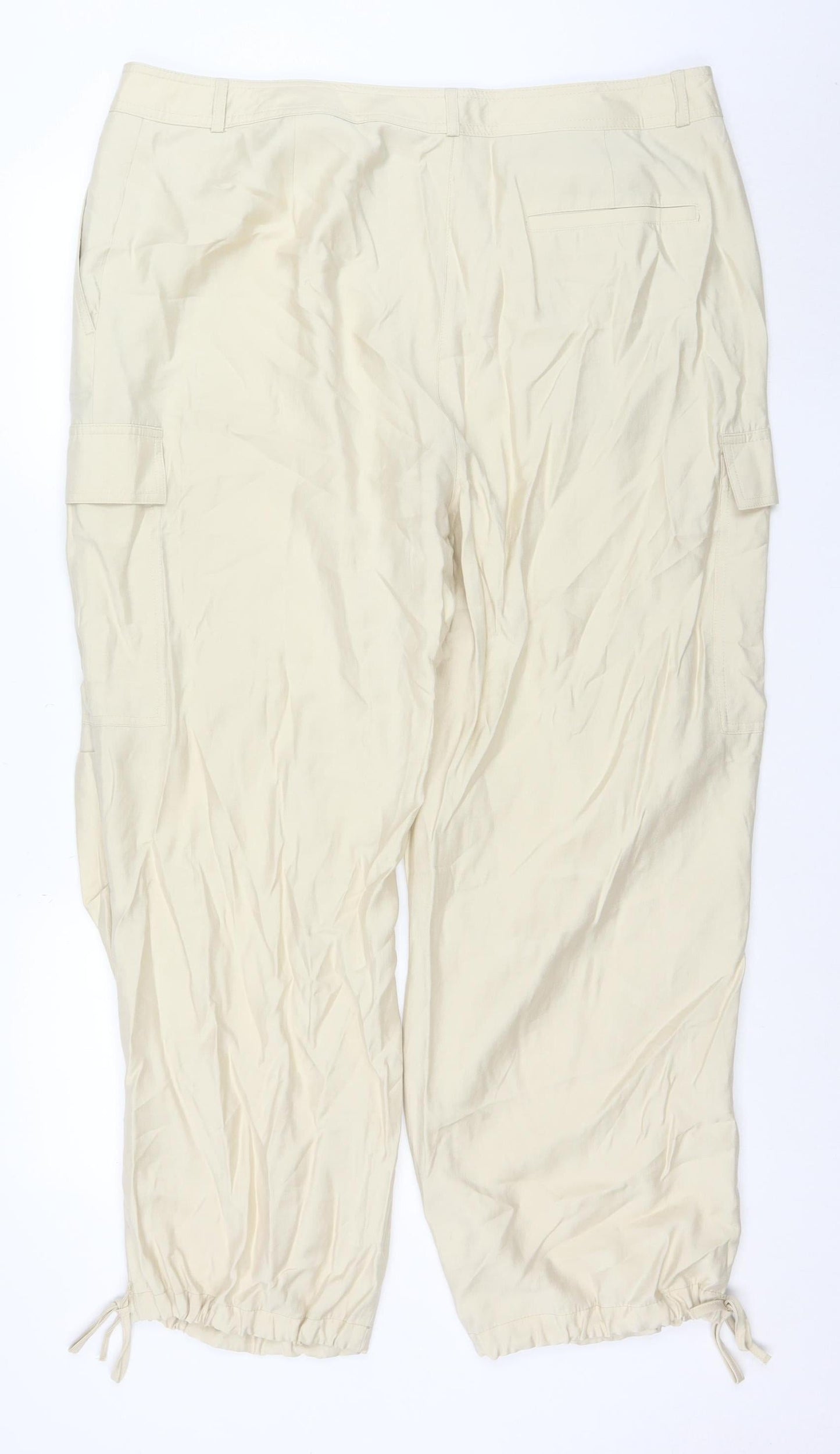 Marks and Spencer Women’s Beige Cargo Trousers Size 12 Cotton Modal