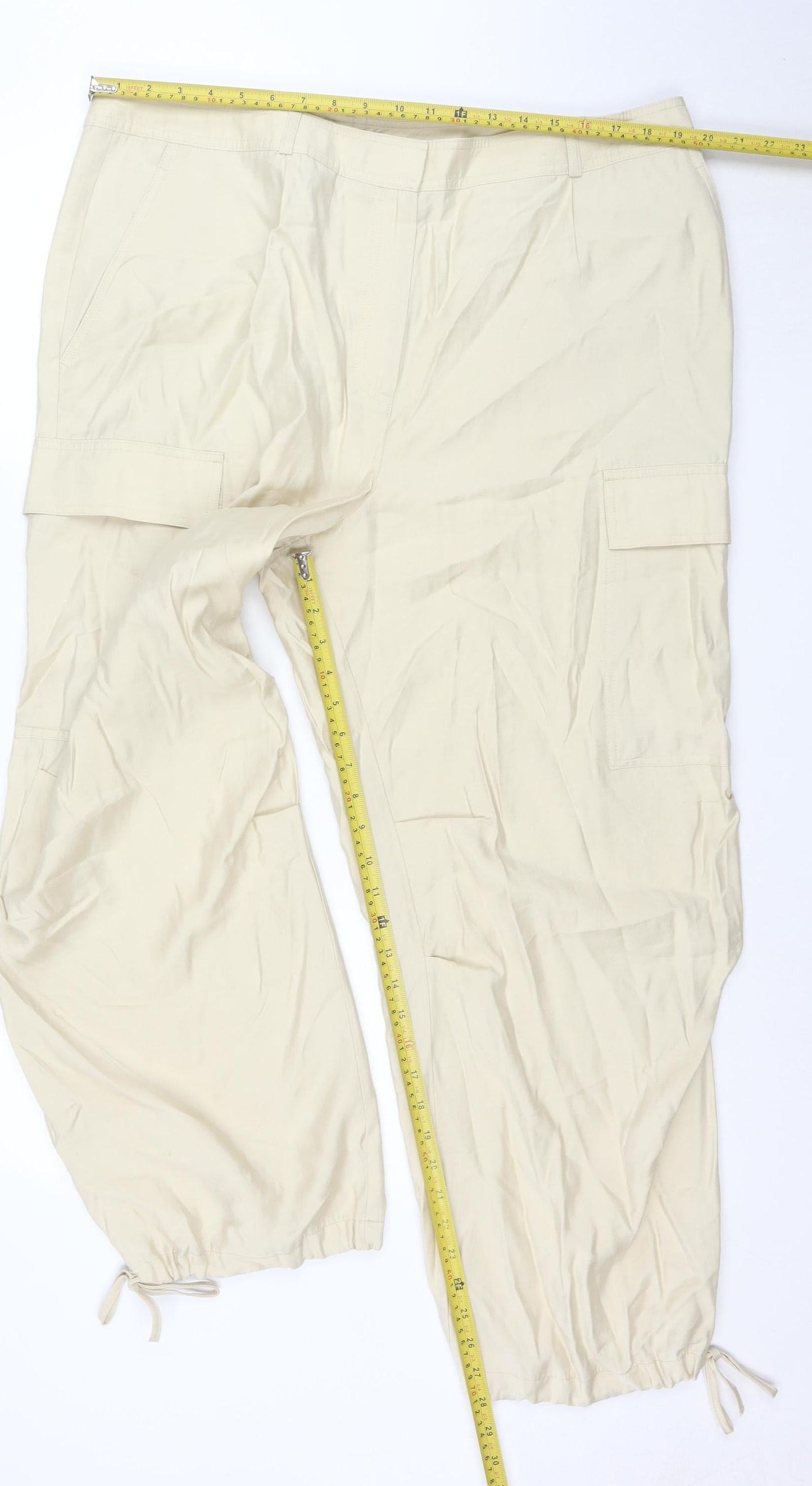 Marks and Spencer Women’s Beige Cargo Trousers Size 12 Cotton Modal