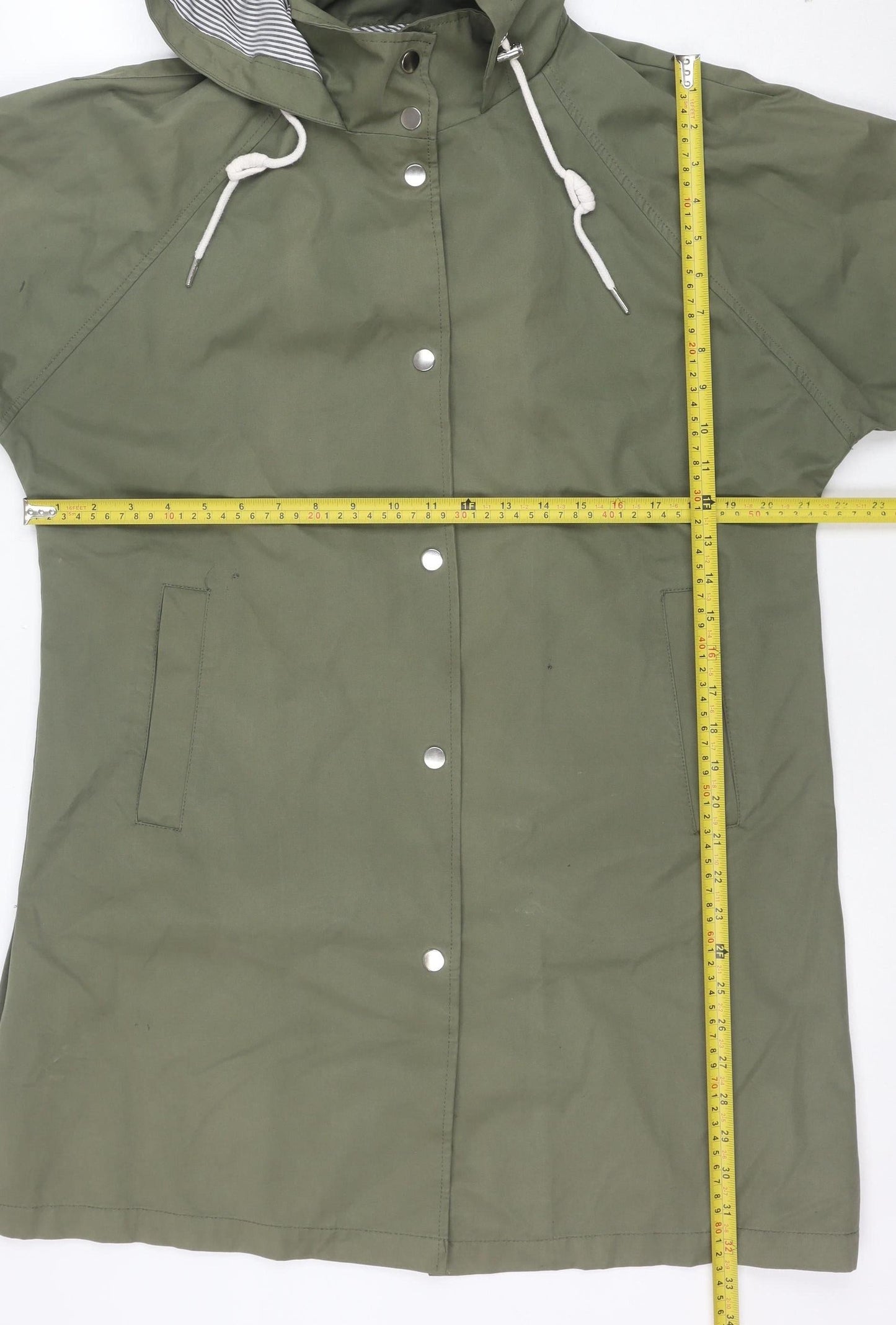 Zara Women’s Green XS Hooded Snap Front Rain Coat