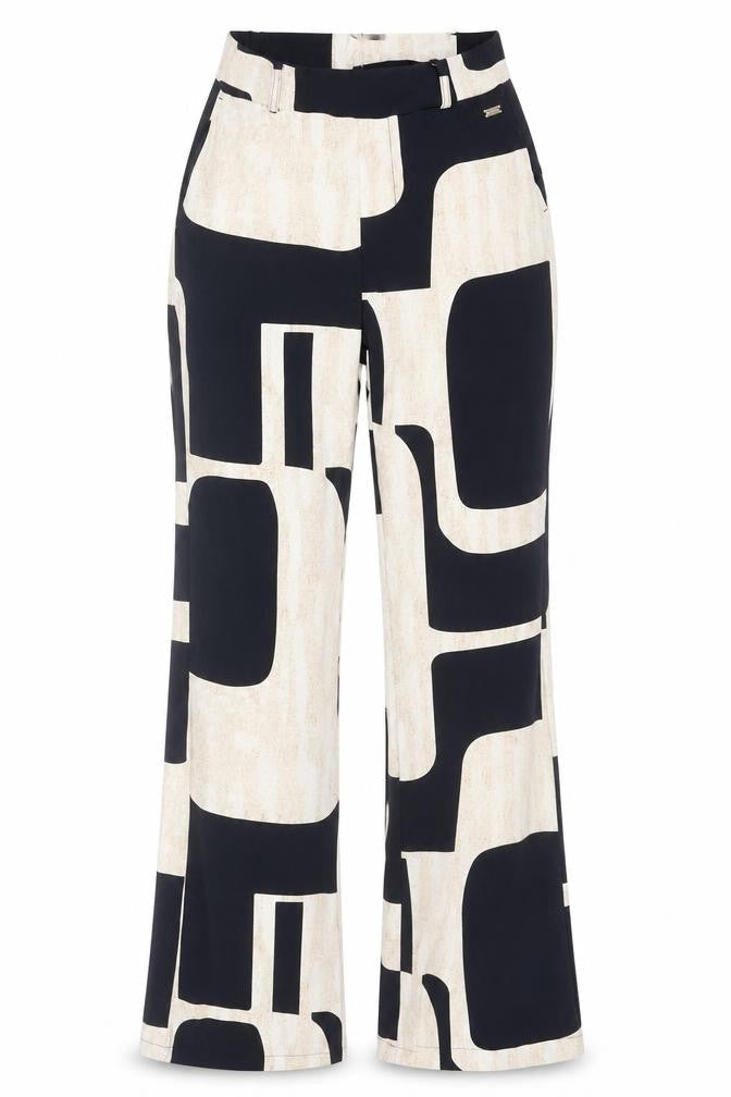 AIME BALANCE Women's Black Geometric Regular Trousers Size M