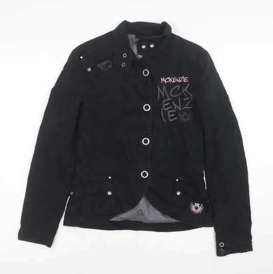 McKenzie Women's Black Embroidered Military Jacket Size 8