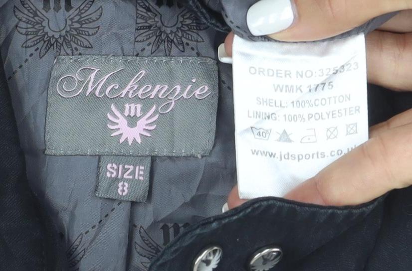 McKenzie Women's Black Embroidered Military Jacket Size 8