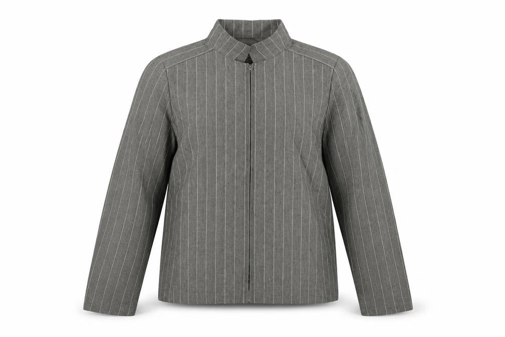Episode Women's Grey Striped Linen Blend Zip Jacket Size 10