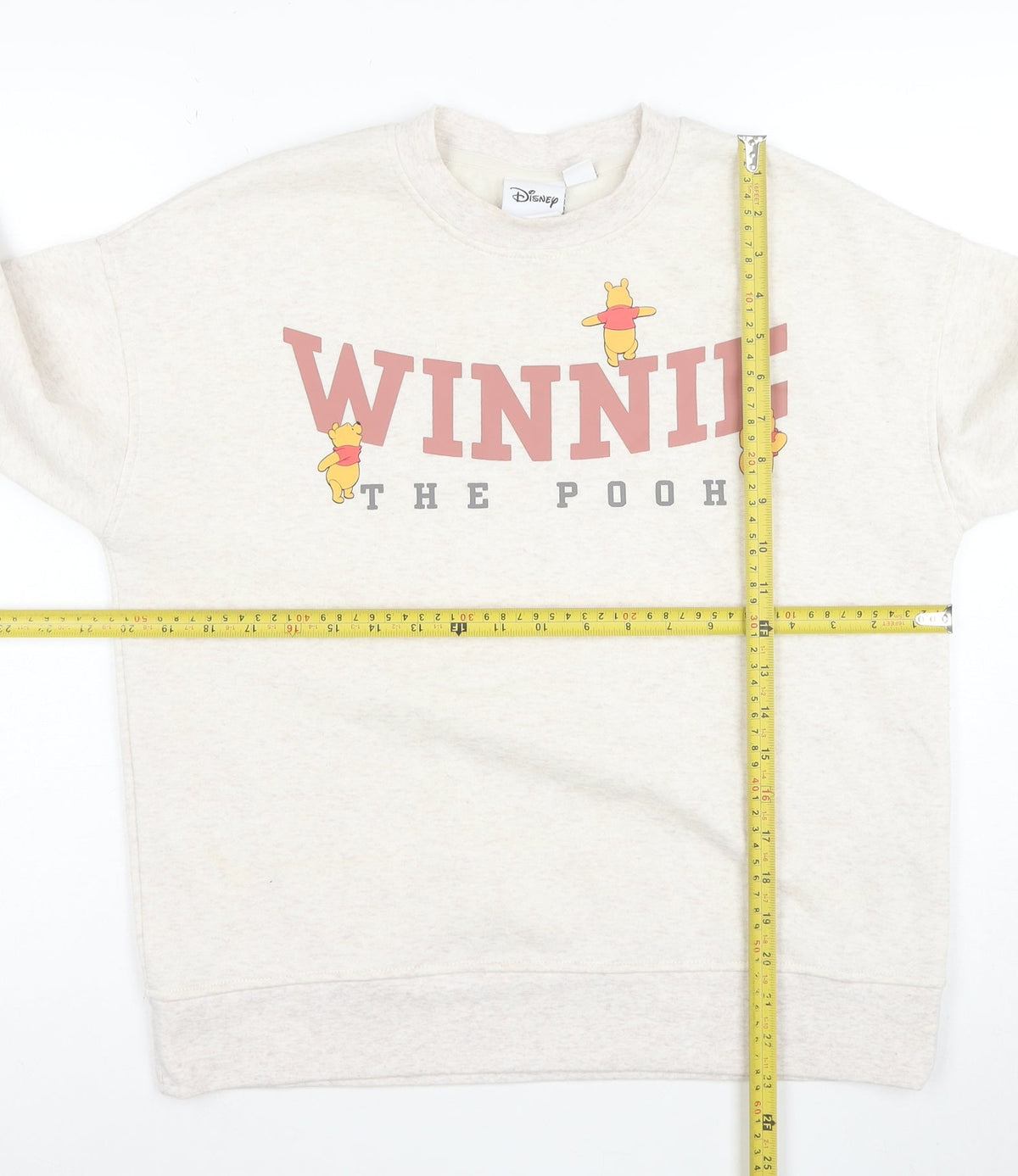 Close-up detail of Disney Women Beige XS Winnie the Pooh Crew Neck Sweatshirt