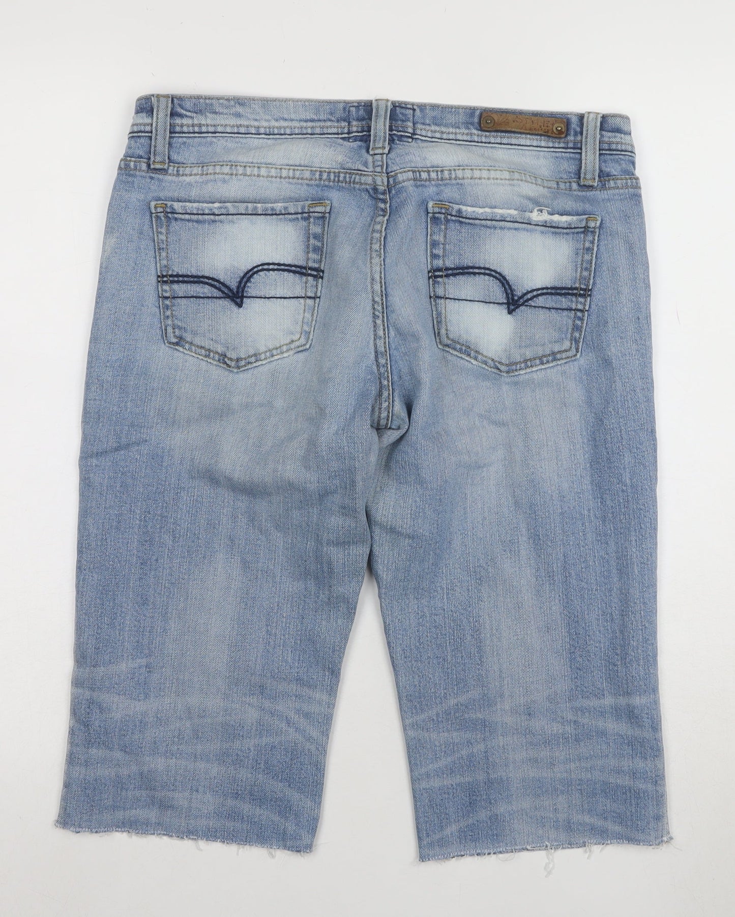 Amisu Women Blue Denim Bermuda Shorts Size 14 Stretch Cotton