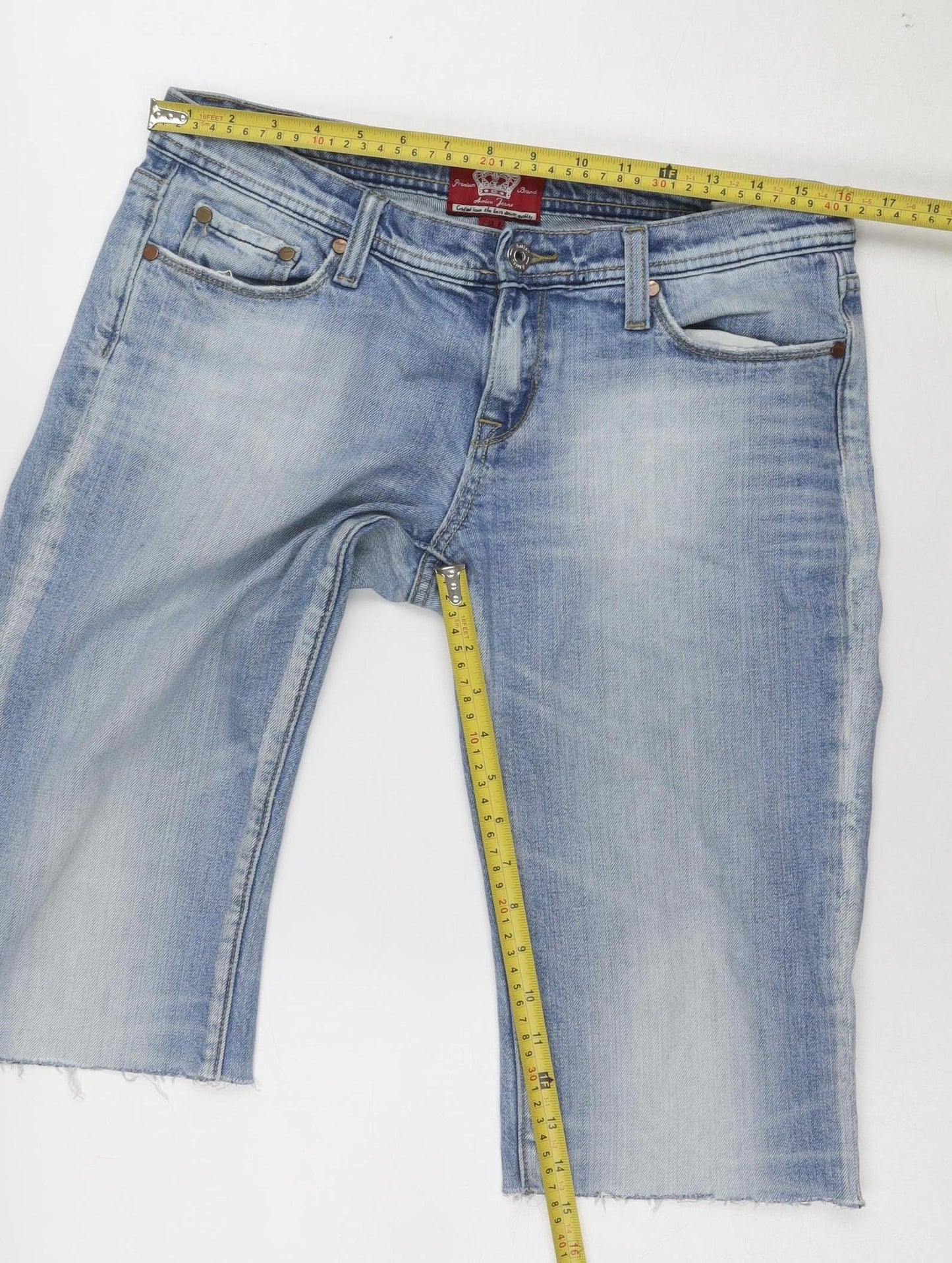 Amisu Women Blue Denim Bermuda Shorts Size 14 Stretch Cotton