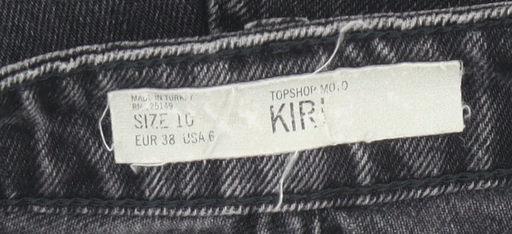 Topshop Women Black Size 10 High Rise Cut-Off Denim Shorts