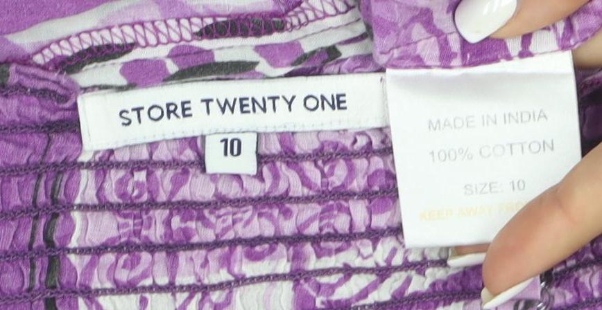 Store Twenty One Women’s Purple Cotton Asymmetric Summer Dress Size 10