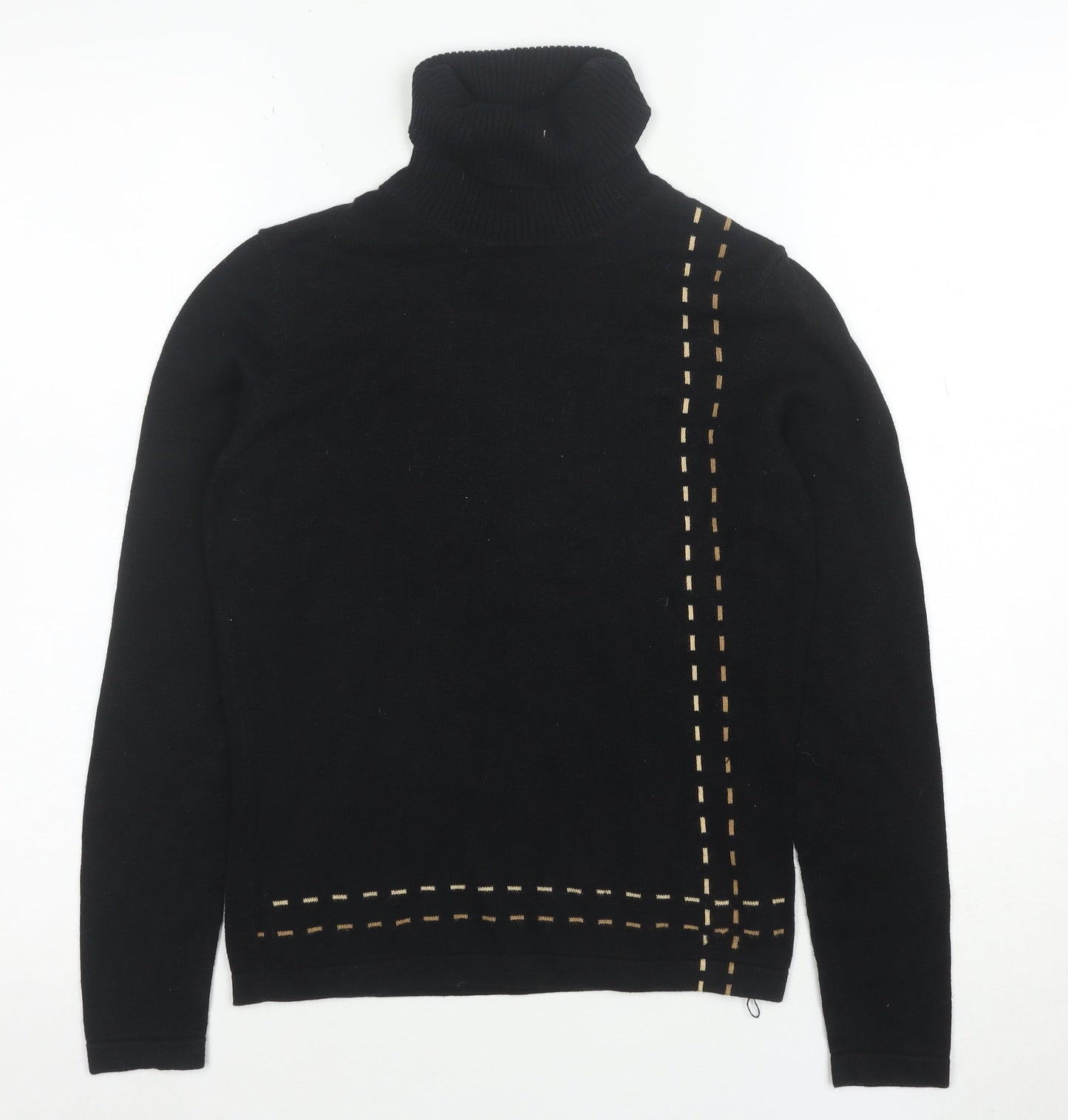 Mexx Women's Black Roll Neck Jumper Size S 100% Cotton