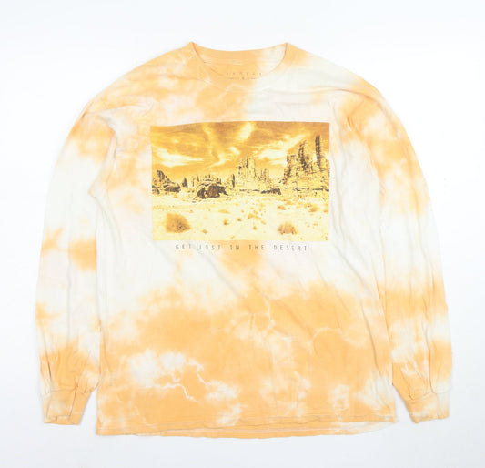 Rebels & Nomads Men's Orange Tie-Dye Desert Long Sleeve T-Shirt Medium