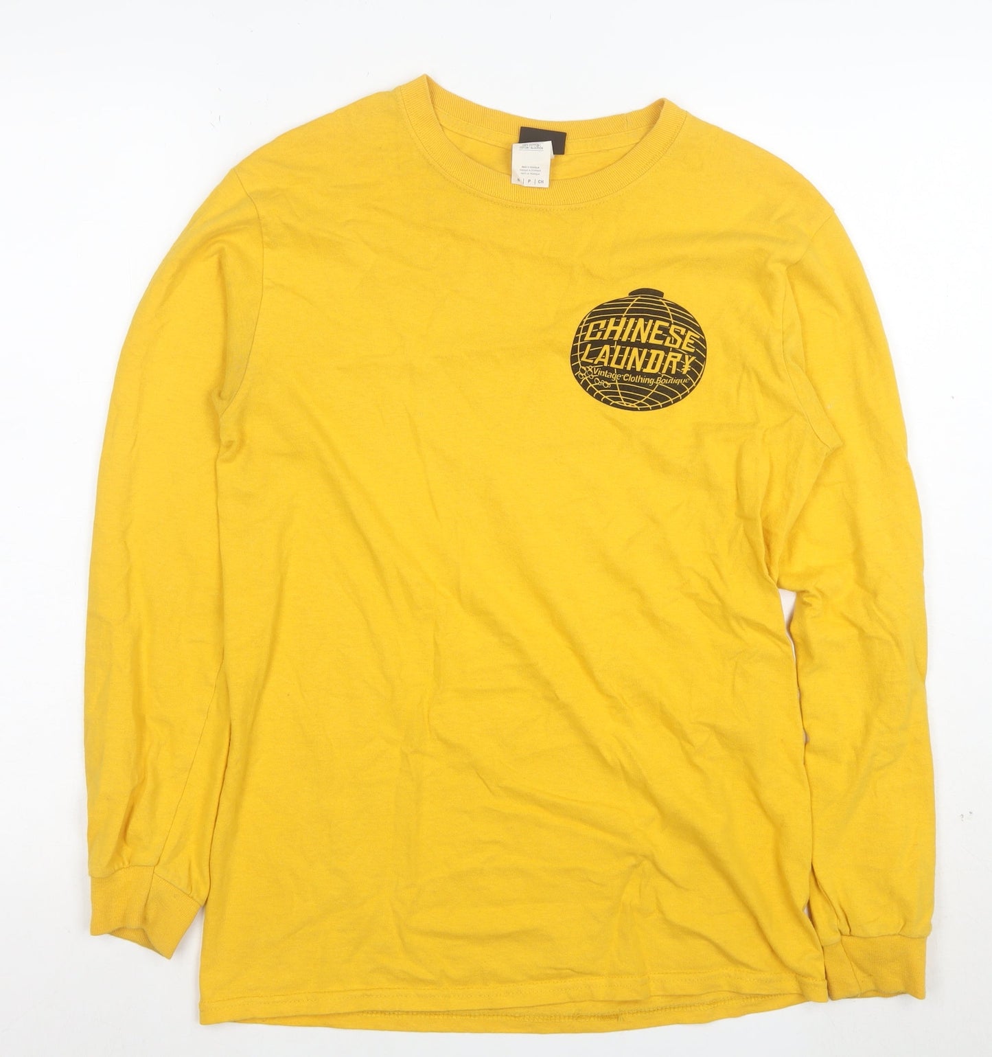 Chinese Laundry Men's Yellow Long Sleeve Cotton T-Shirt Size S