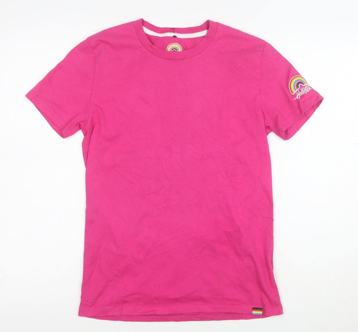 Hollister Men’s Pink Pride Rainbow Crew Neck Cotton T-Shirt XS