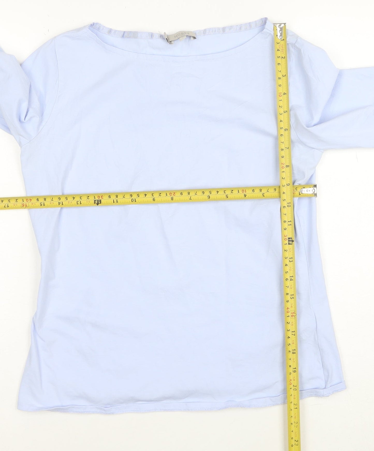 Hobbs Women Blue 3/4 Sleeve Cotton Boat Neck Blouse Size S