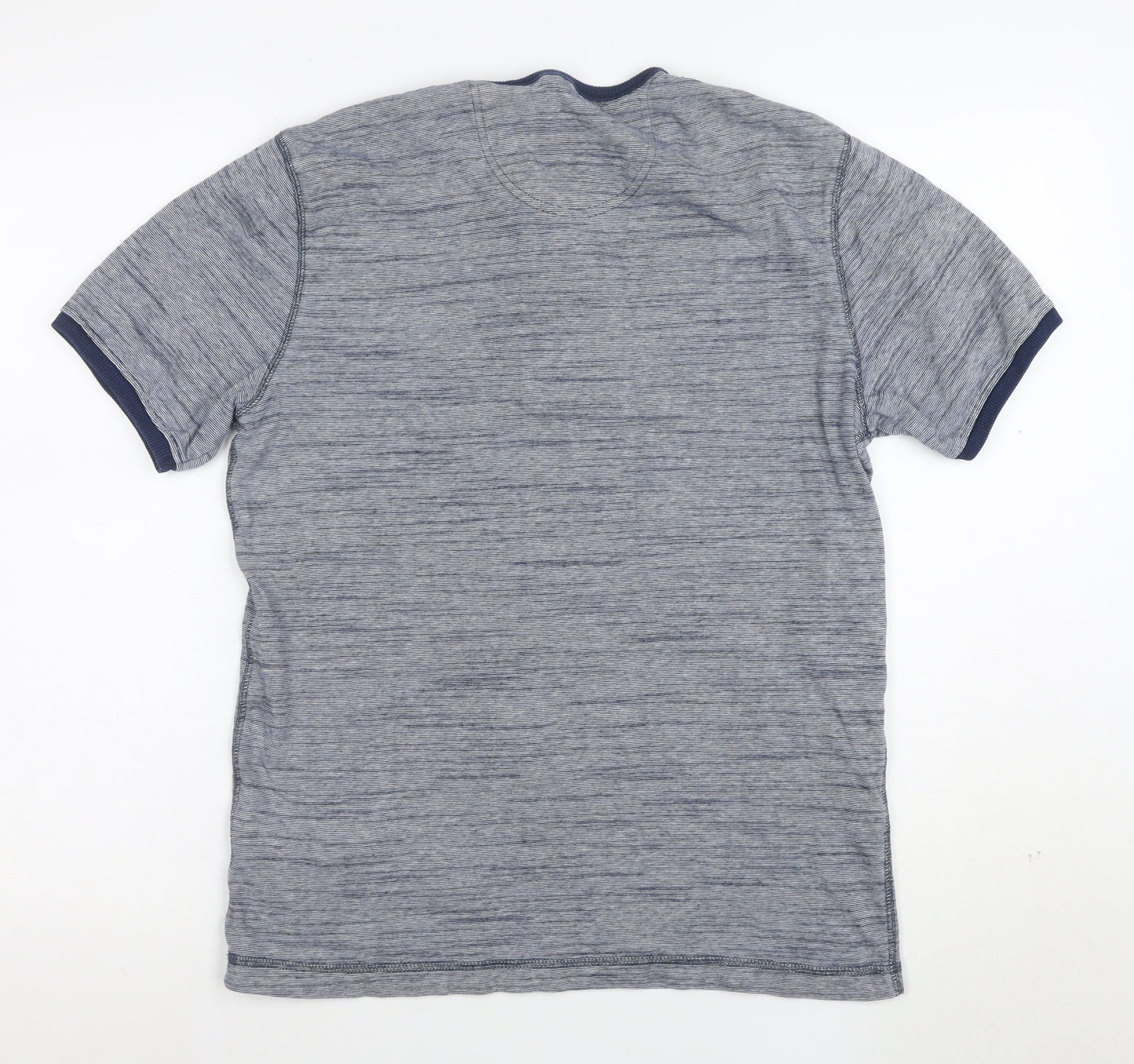 Marks and Spencer Mens Blue Henley Polo Shirt Size S Cotton