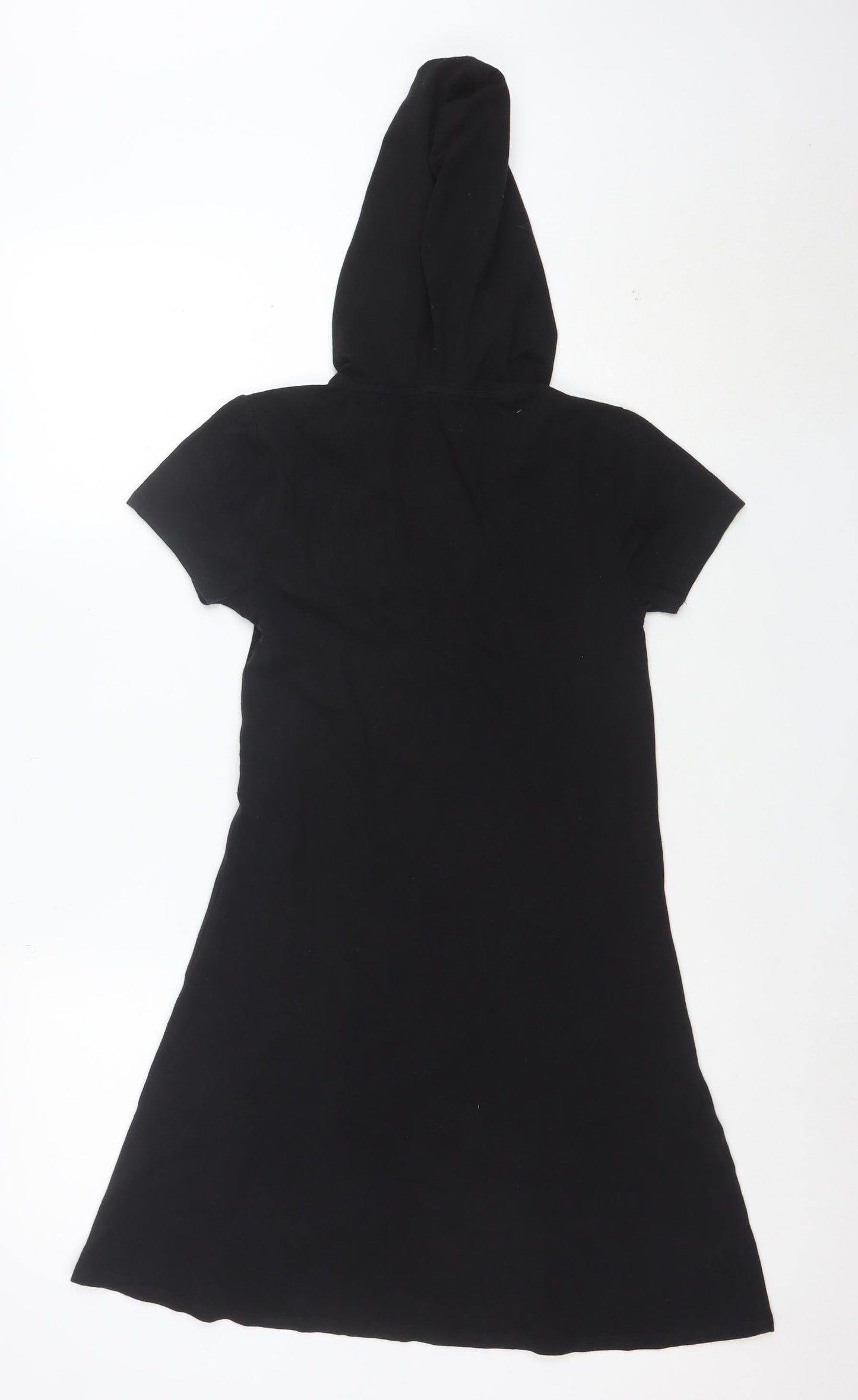 Forever 21 Women's Black S Short Sleeve Hooded T-Shirt Dress