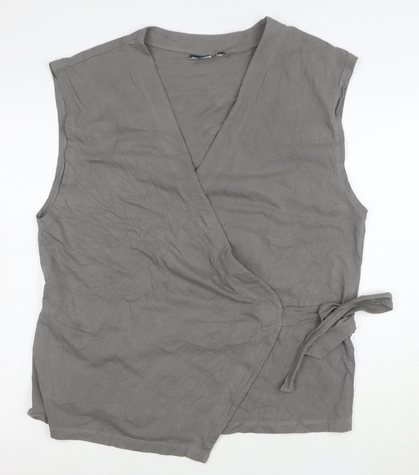 ASOS Women Grey Wrap Jersey Sleeveless Blouse Size L