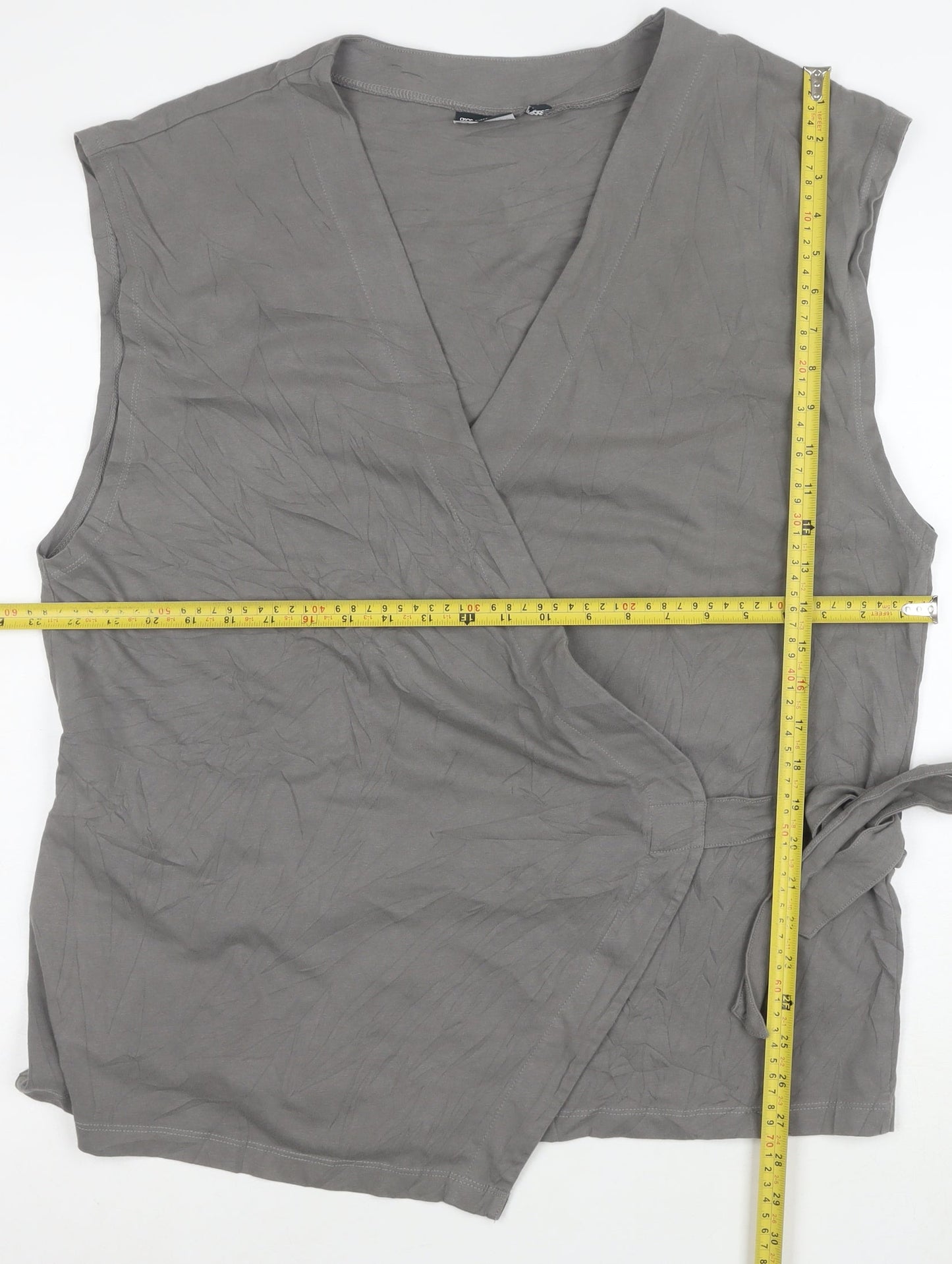ASOS Women Grey Wrap Jersey Sleeveless Blouse Size L
