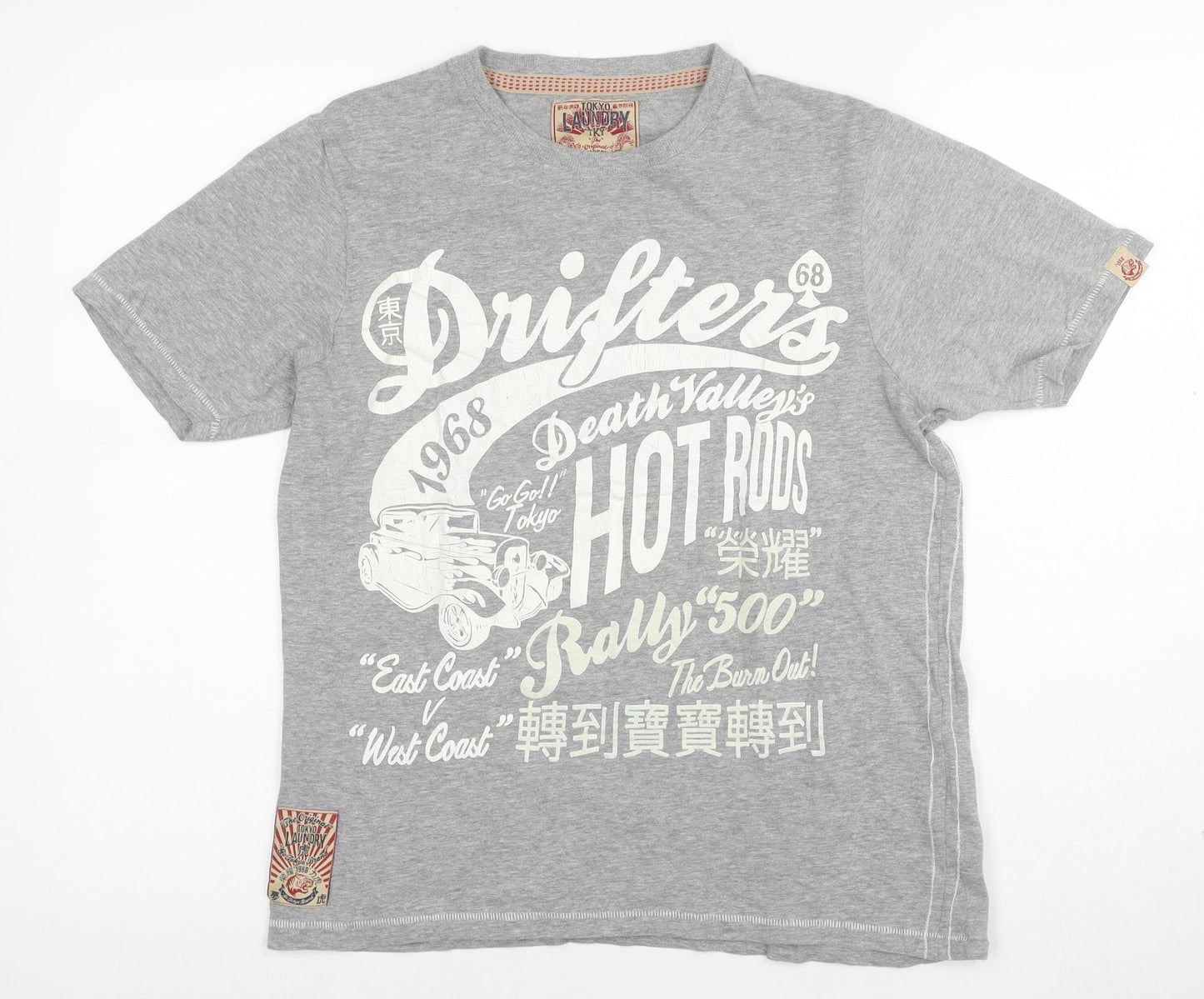 Tokyo Laundry Men's Grey Drifters Graphic Print T-Shirt Size Small