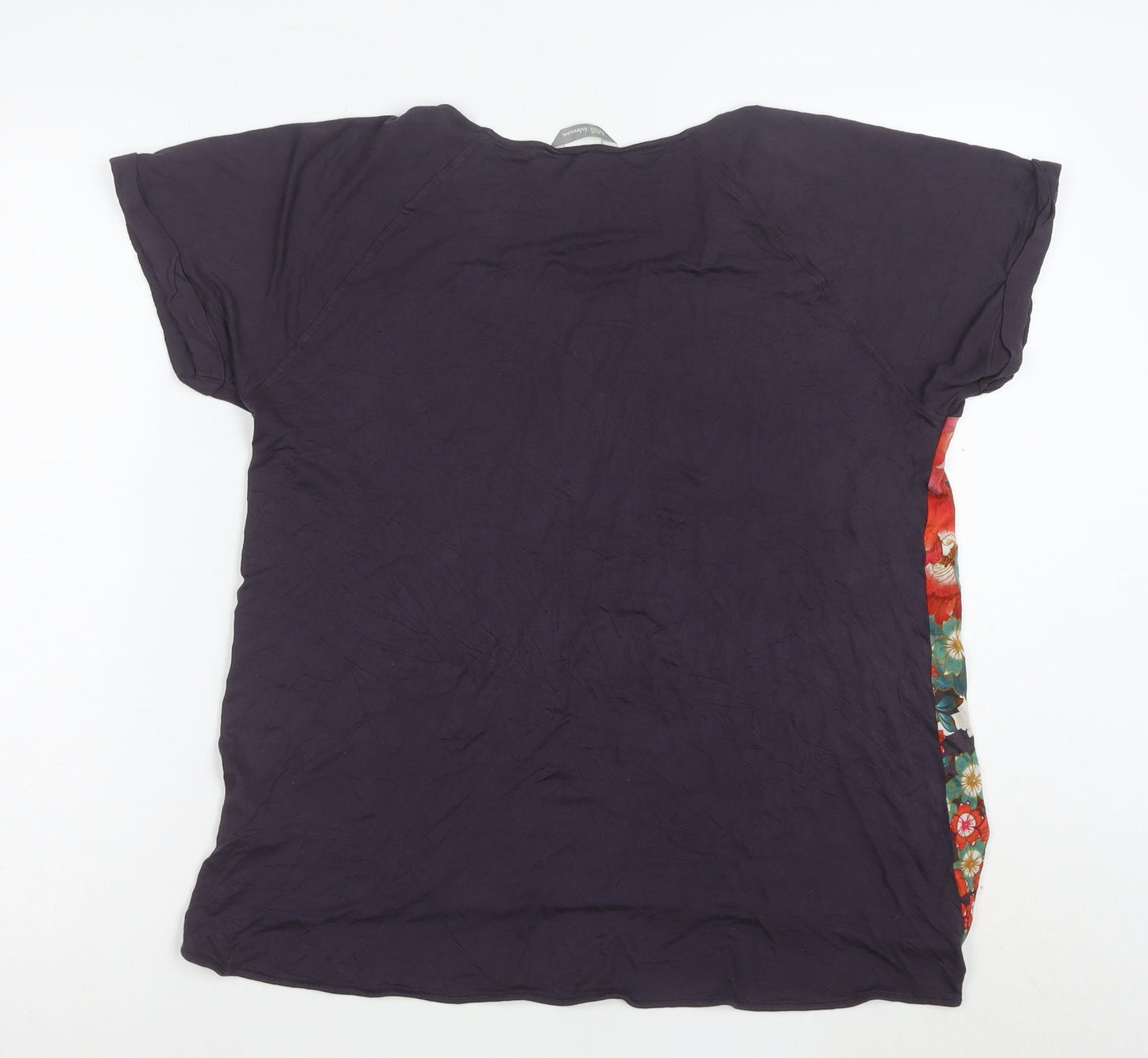 Marks and Spencer Womens Multicoloured Floral Viscose T-Shirt UK 16