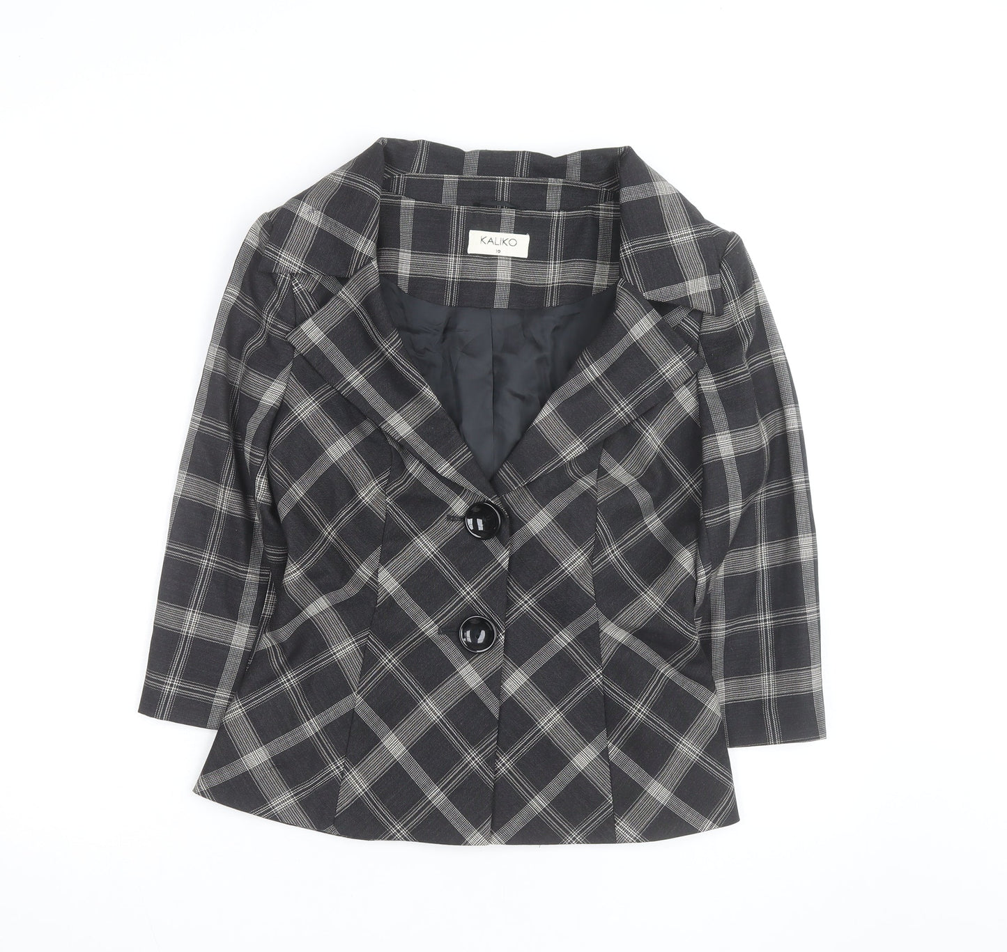 Kaliko Women Black Check Single-Breasted Blazer Size 10