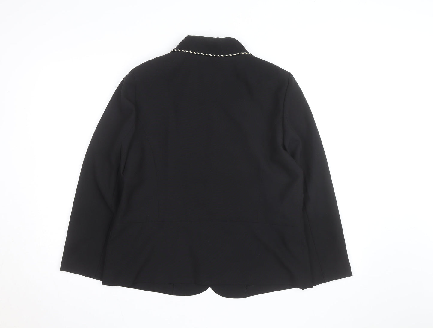 Damart Women Black Size 14 Classic Lined Single-Breasted Blazer