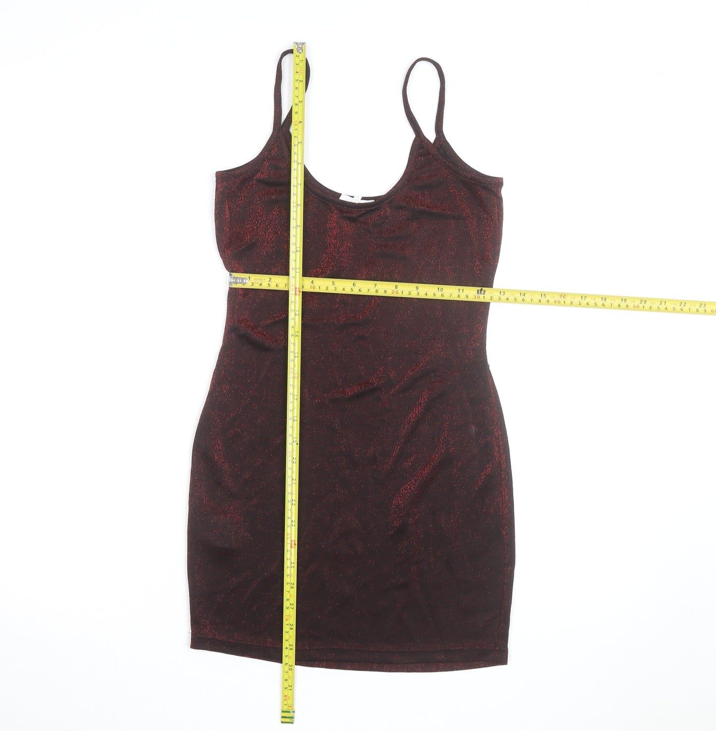 Mistress Rocks Women’s Red Glitter Slip Mini Dress Size S Partywear