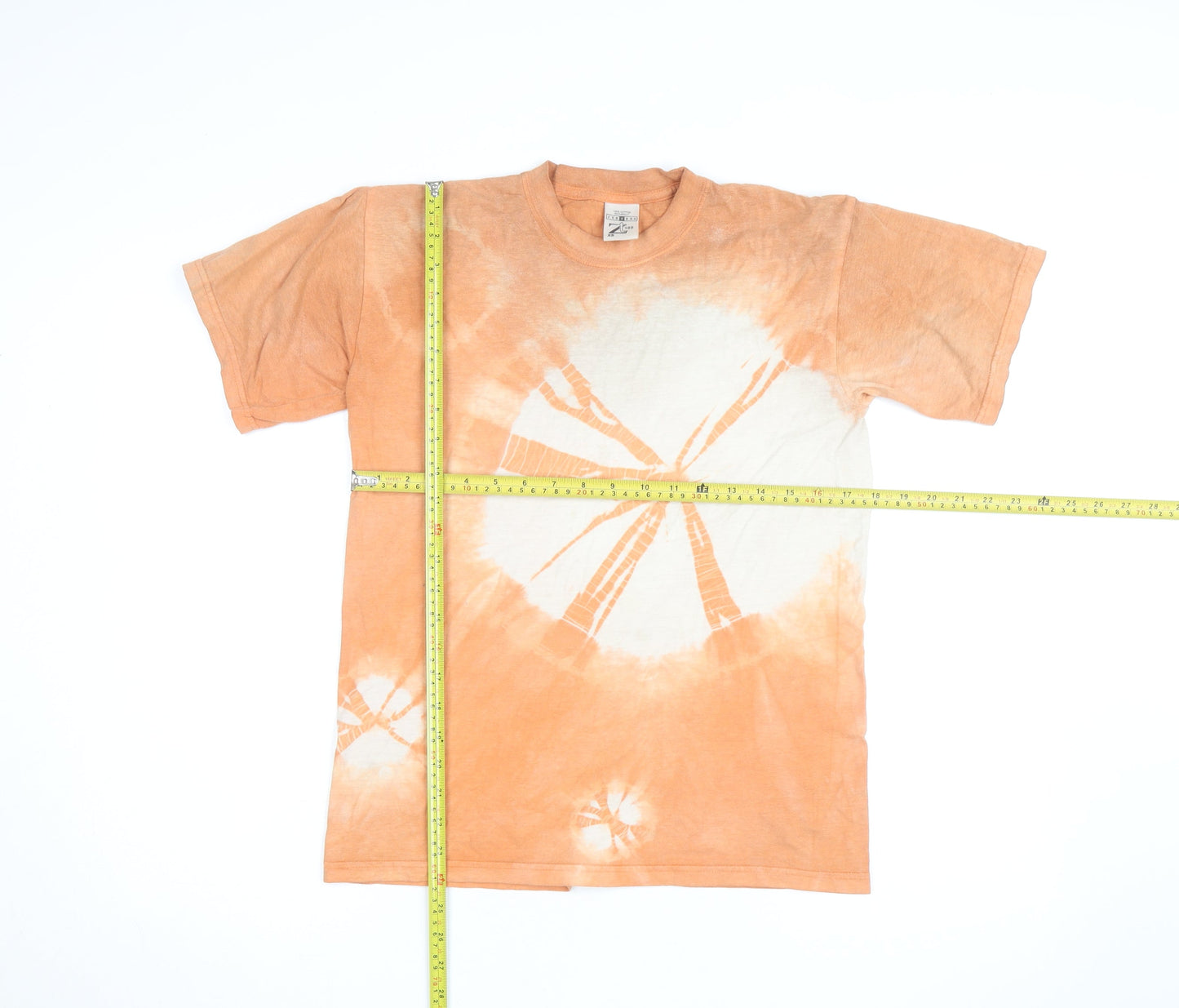 Jerzees Men's Orange Tie-Dye Cotton Crew Neck T-Shirt XS