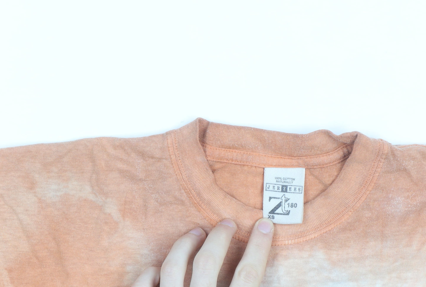 Jerzees Men's Orange Tie-Dye Cotton Crew Neck T-Shirt XS