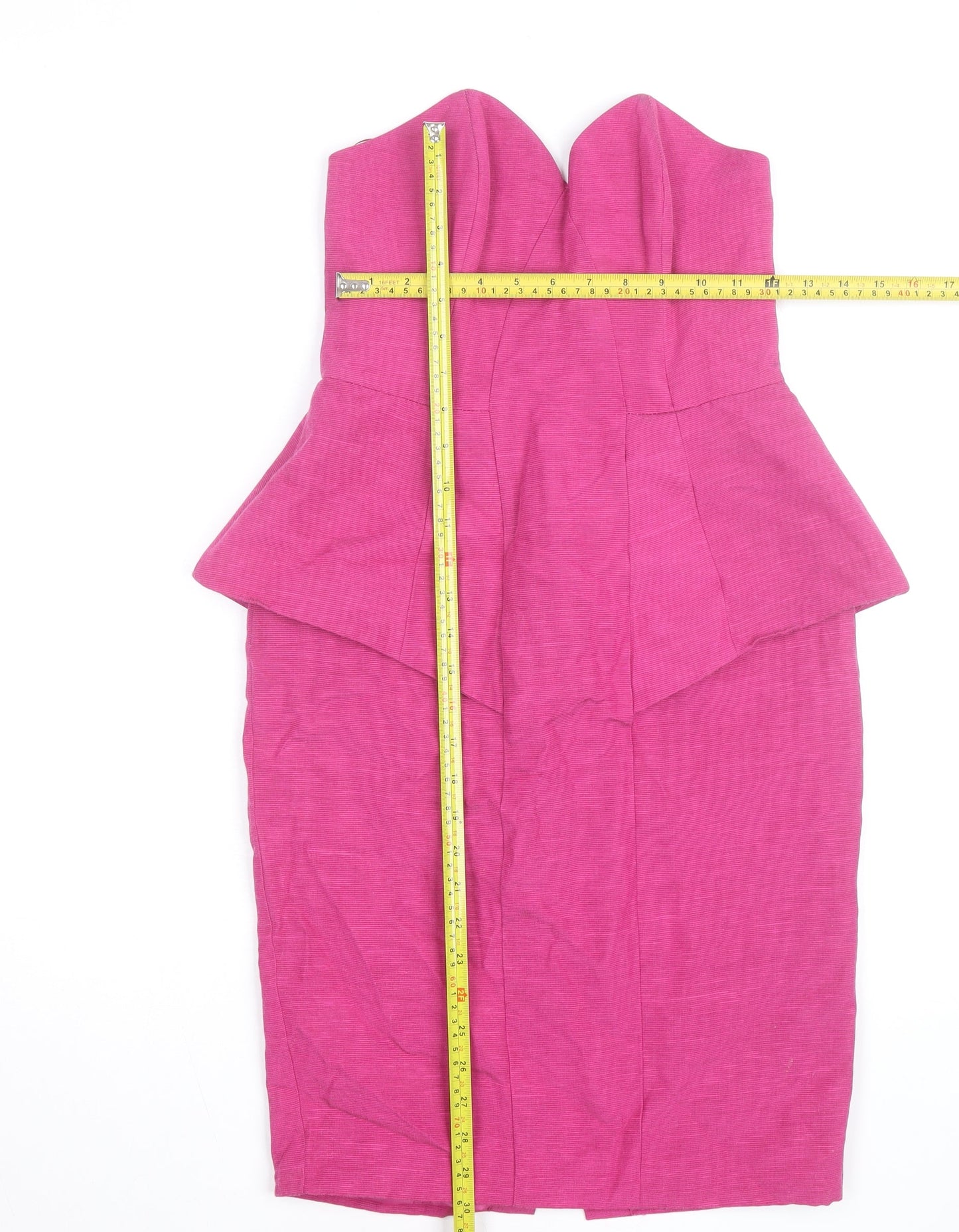 Oasis Women Pink Strapless Peplum Knee Length Party Dress Size 14